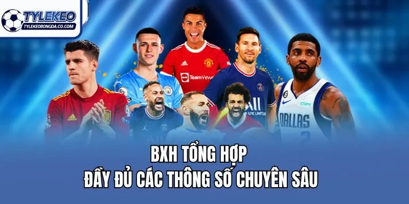 BXH tổng hợp đầy đủ các thông số chuyên sâu
